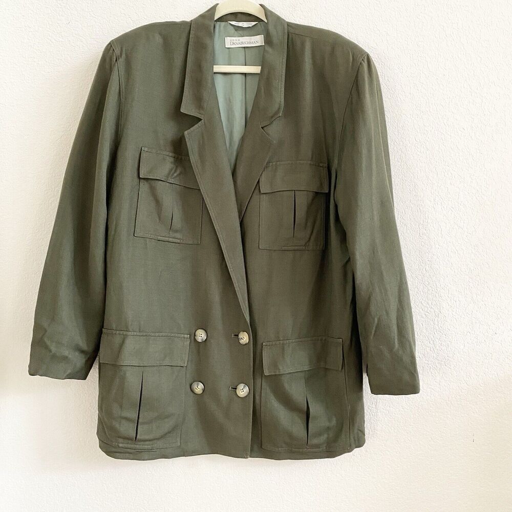 Dana Buchman Womens Double Breasted Linen Rayon Blazer‎ Jacket Green Size 12